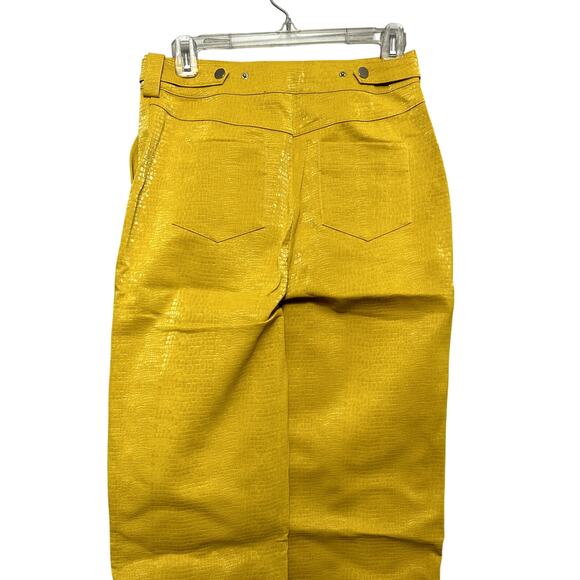 Royalty By Maluma Pants Faux Leather High Waisted Zipper Accents Yellow W 0 NWT - Picture 6 of 10